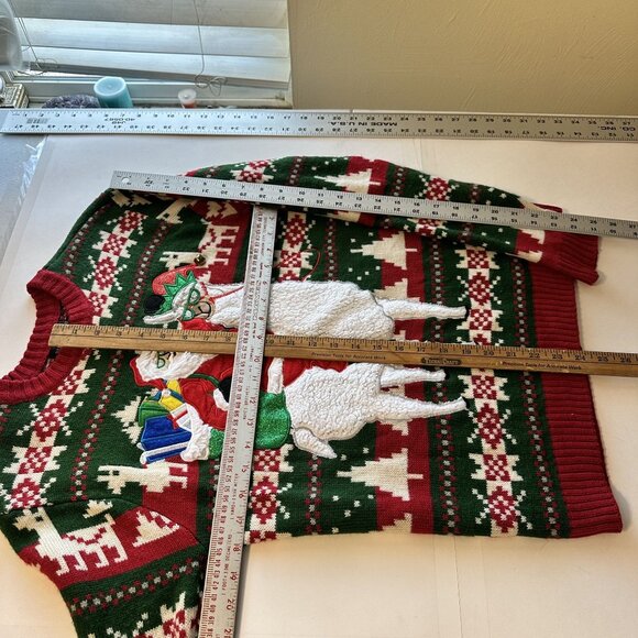 Blizzard Bay Ugly Christmas Santa Llama Sweater Small - Picture 3 of 6